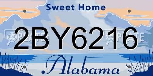 2BY6216 Alabama License Plate