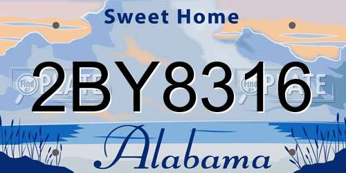 2BY8316 Alabama License Plate