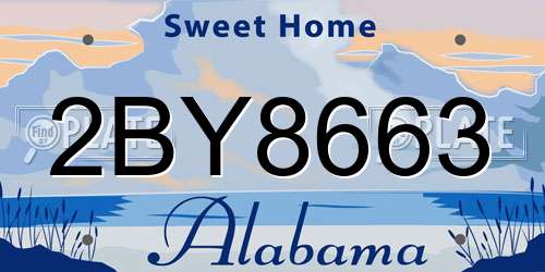 2BY8663 Alabama License Plate