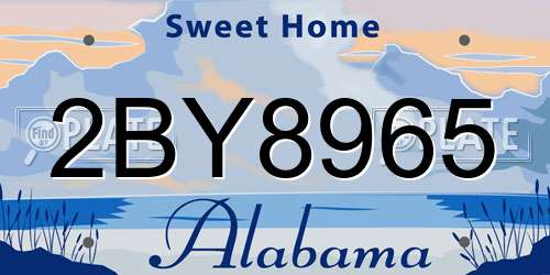 2BY8965 Alabama License Plate
