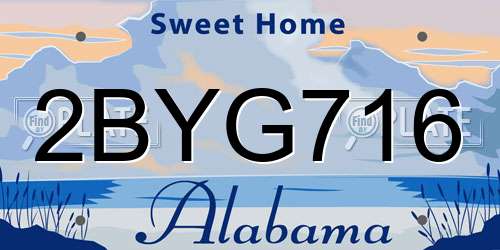 2BYG716 Alabama License Plate