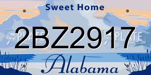 2BZ2917 Alabama License Plate