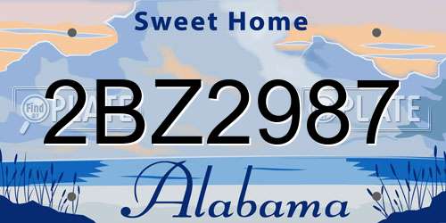 2BZ2987 Alabama License Plate