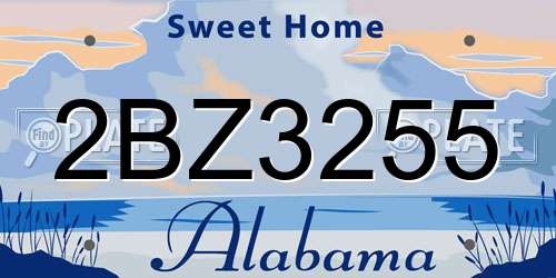 2BZ3255 Alabama License Plate