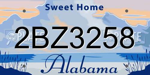 2BZ3258 Alabama License Plate