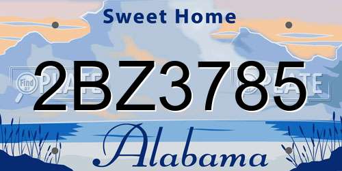 2BZ3785 Alabama License Plate