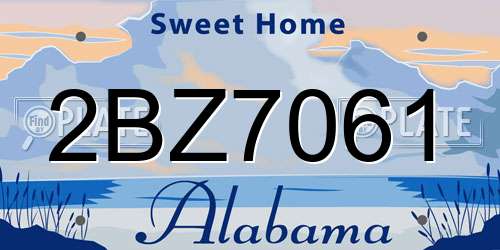 2BZ7061 Alabama License Plate