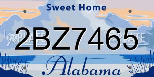 2BZ7465 Alabama License Plate