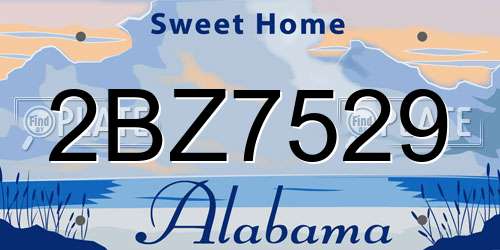 2BZ7529 Alabama License Plate