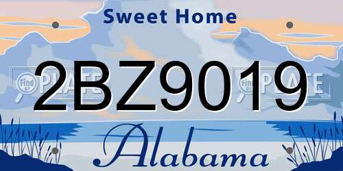 2BZ9019 Alabama License Plate