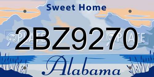 2BZ9270 Alabama License Plate