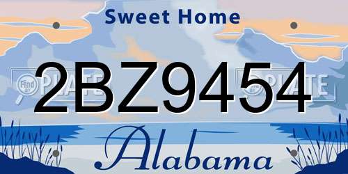 2BZ9454 Alabama License Plate