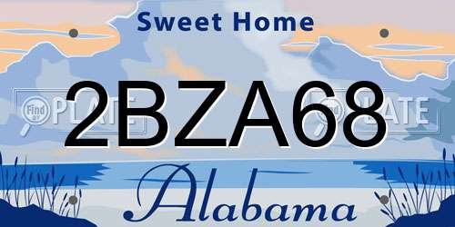 2BZA68 Alabama License Plate