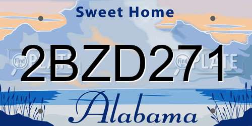 2BZD271 Alabama License Plate