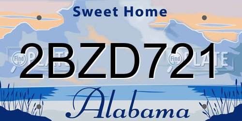 2BZD721 Alabama License Plate