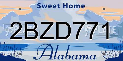 2BZD771 Alabama License Plate