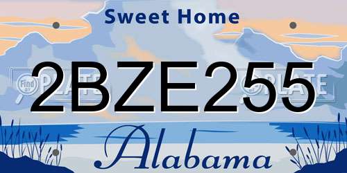2BZE255 Alabama License Plate