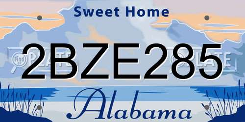 2BZE285 Alabama License Plate