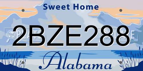 2BZE288 Alabama License Plate
