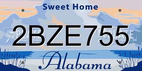 2BZE755 Alabama License Plate