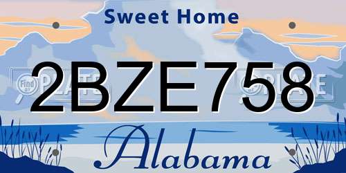 2BZE758 Alabama License Plate