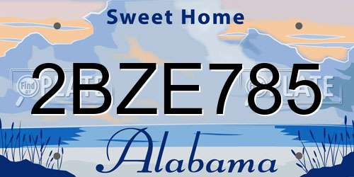 2BZE785 Alabama License Plate