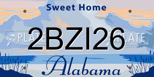 2BZI26 Alabama License Plate