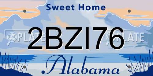 2BZI76 Alabama License Plate