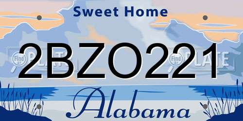 2BZO221 Alabama License Plate