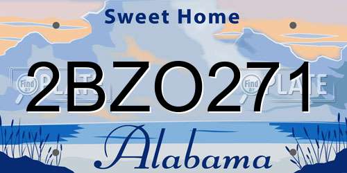 2BZO271 Alabama License Plate