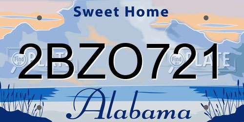 2BZO721 Alabama License Plate