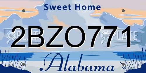 2BZO771 Alabama License Plate