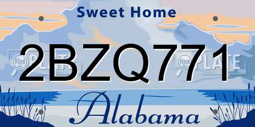 2BZQ771 Alabama License Plate