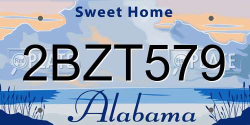 2BZT579 Alabama License Plate
