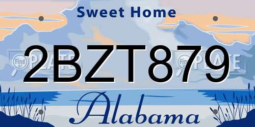 2BZT879 Alabama License Plate
