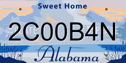 2C00B4N Alabama License Plate