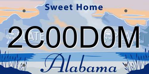 2C00D0M Alabama License Plate