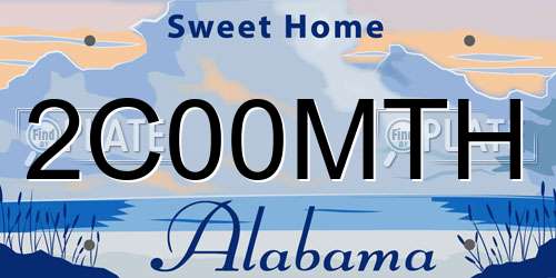 2C00MTH Alabama License Plate