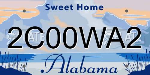 2C00WA2 Alabama License Plate