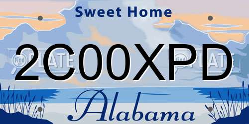2C00XPD Alabama License Plate