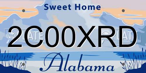2C00XRD Alabama License Plate