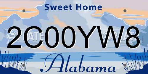 2C00YW8 Alabama License Plate