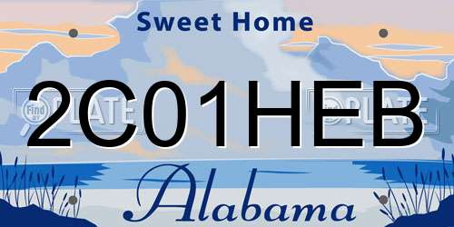2C01HEB Alabama License Plate