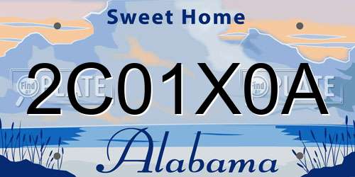 2C01X0A Alabama License Plate