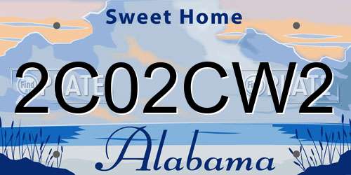 2C02CW2 Alabama License Plate