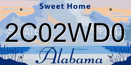 2C02WD0 Alabama License Plate