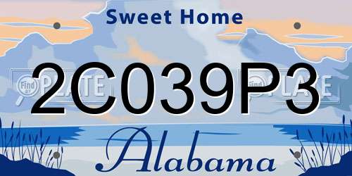 2C039P3 Alabama License Plate