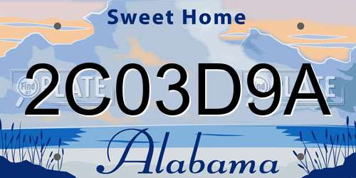 2C03D9A Alabama License Plate
