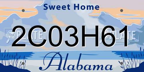 2C03H61 Alabama License Plate