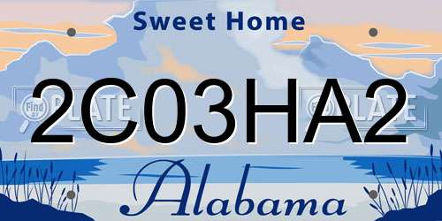 2C03HA2 Alabama License Plate